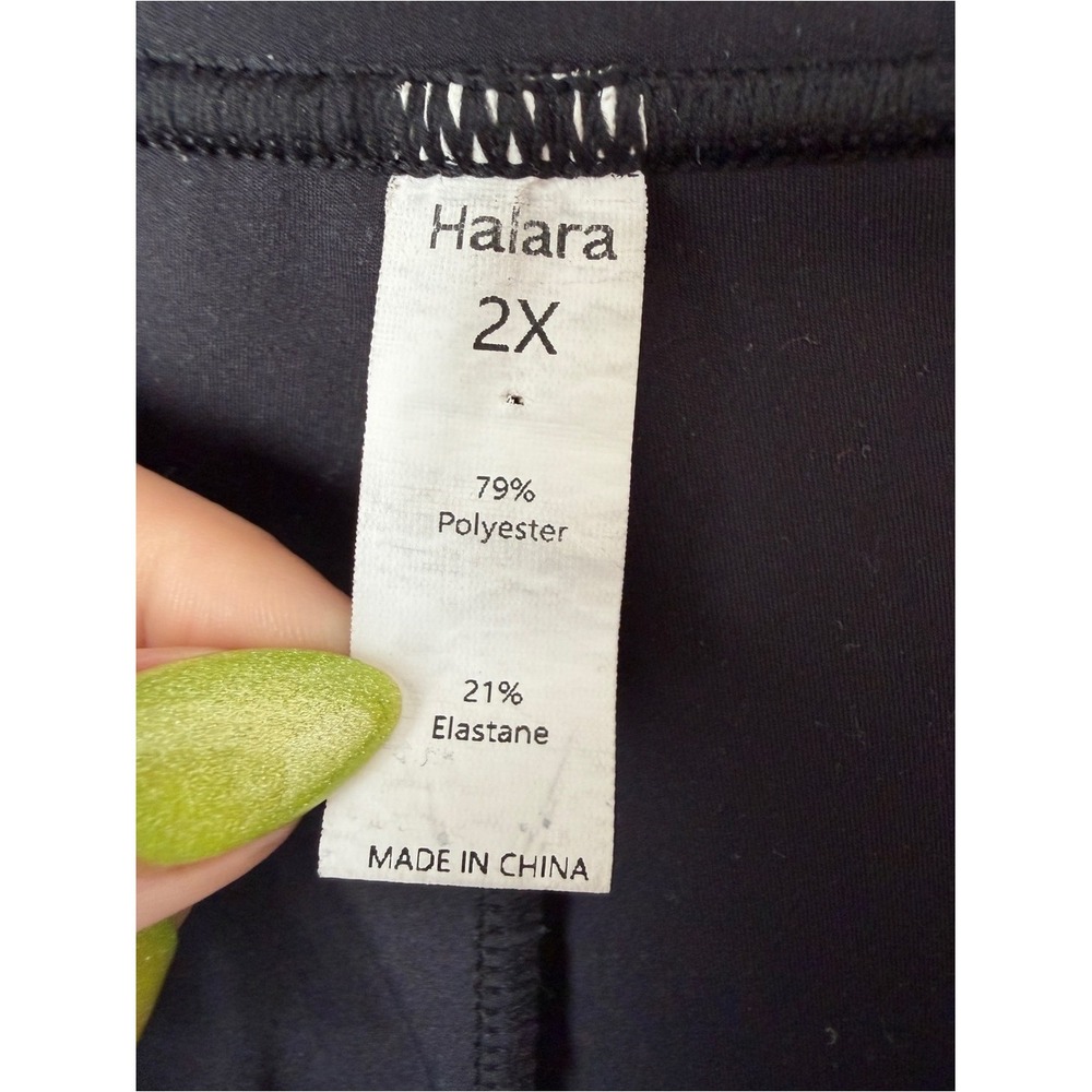 Halara Wide Leg Pull On Pants Elastic Waist Black Faux Buttons Pockets Office 2X - Picture 11 of 14